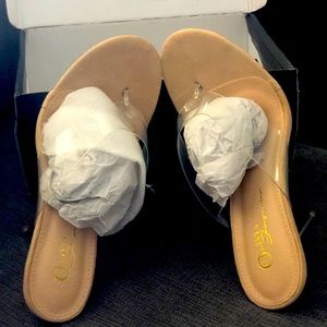 Clear thong heels